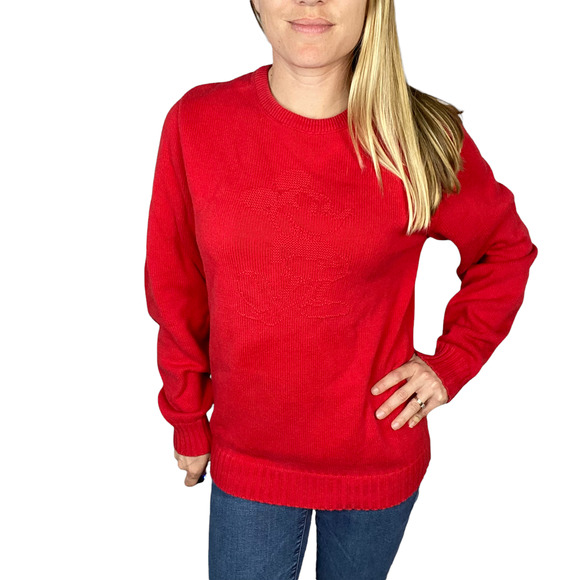 Mickey & Co Sweatshirt Sweater Vintage Crewneck Embroidered Red Disney - Picture 2 of 9